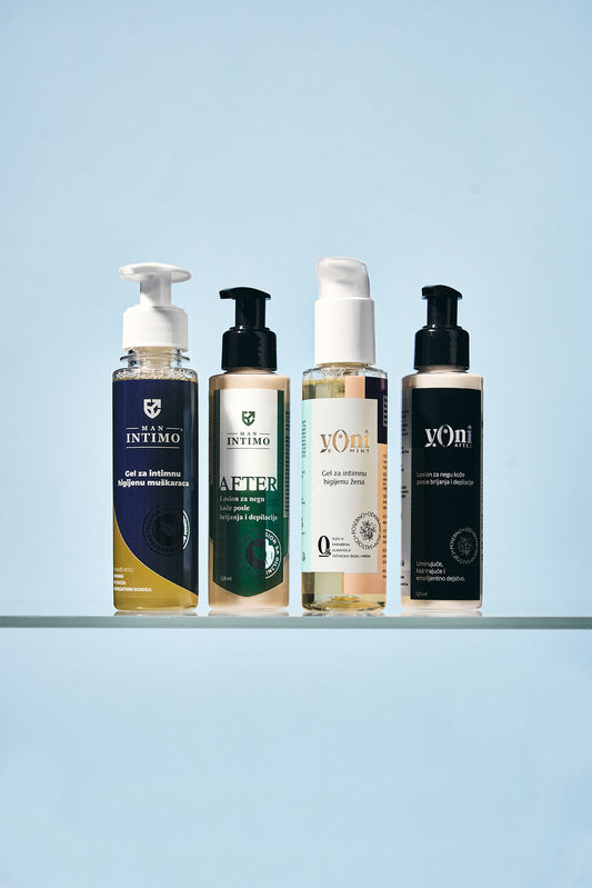 MAN INTIMO + AFTER + YONI MINT + YONI AFTER - Paket za kompletnu intimnu negu